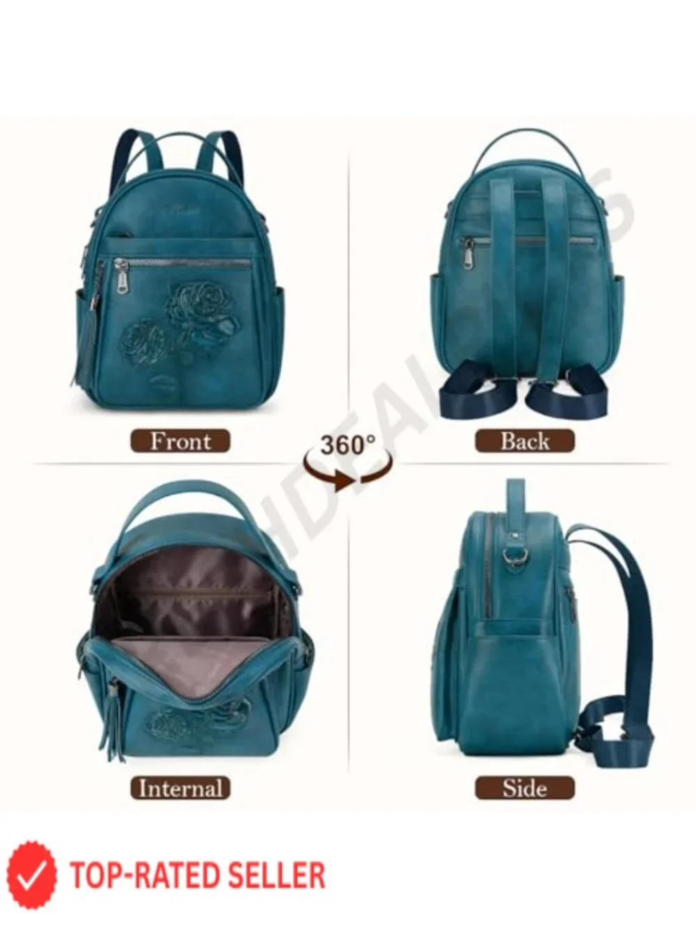 Vegan Leather Mini Backpack Purse for Women, Fashion Backpack with Flower